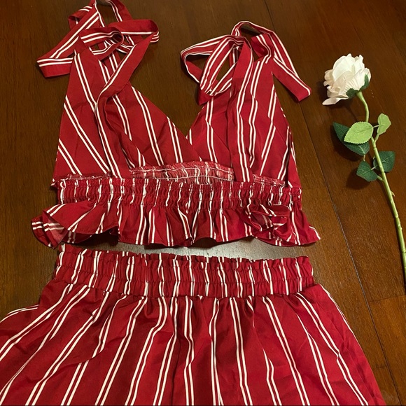 COPY - SHEIN red striped shorts set size M, NWOT 🤎 - Picture 9 of 15